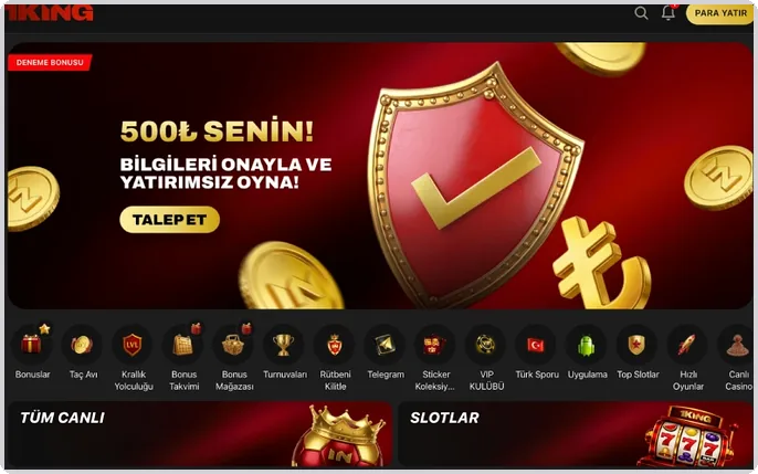 500-TL-Testangebot Ansicht einer Aktionsgrafik mit Schild-Emblem, 500-TL-Betrag und Button zum Abholen des Angebots