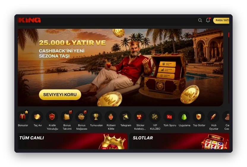 Opening screen View of the opening screen: a crown banner above a strip of round menu shortcuts